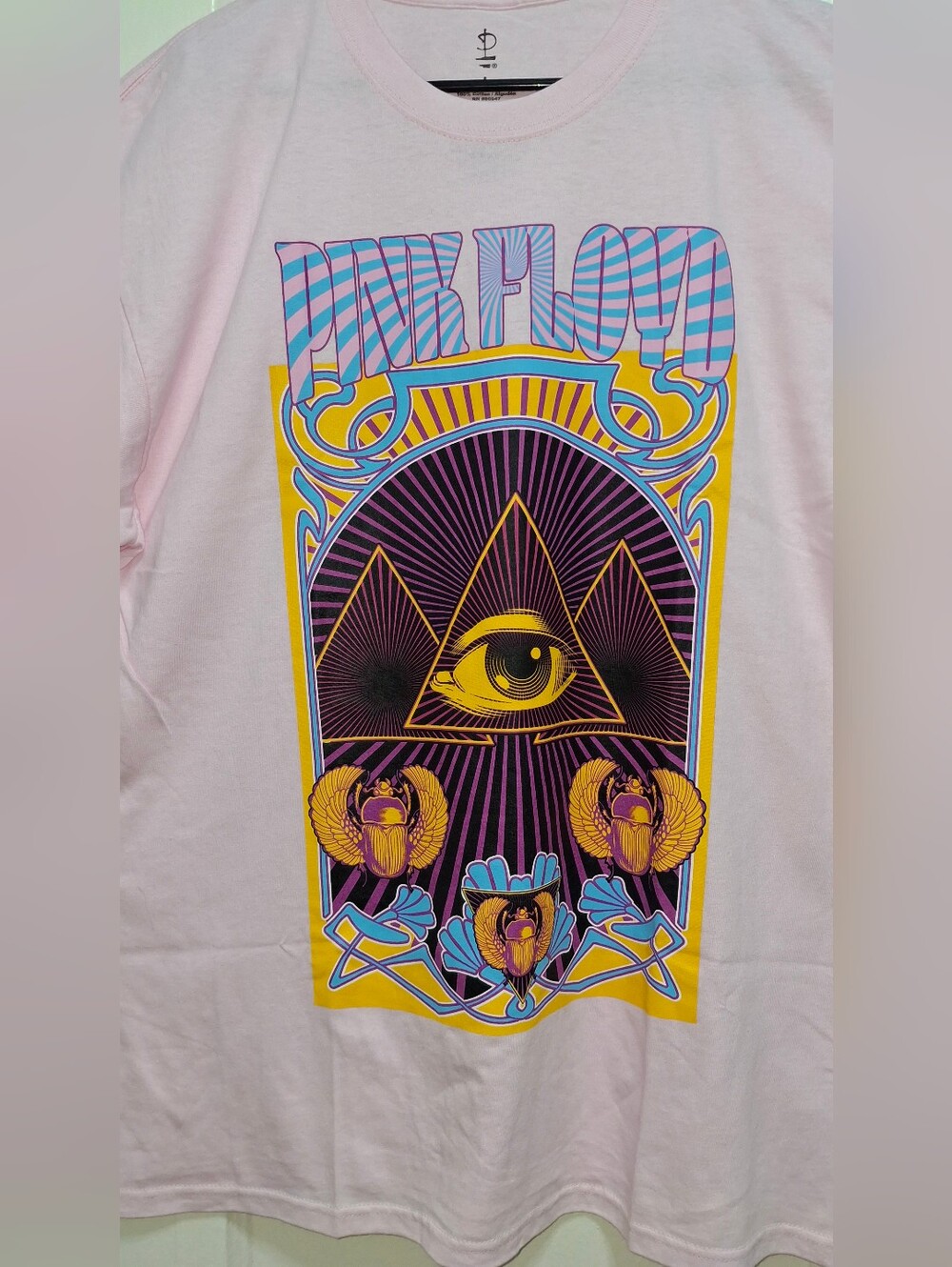 Pink Floyd Graphic T-Shirt Pink All Seeing Eye Scarab 100% Cotton NWOT XL UNISEX - Picture 3 of 8